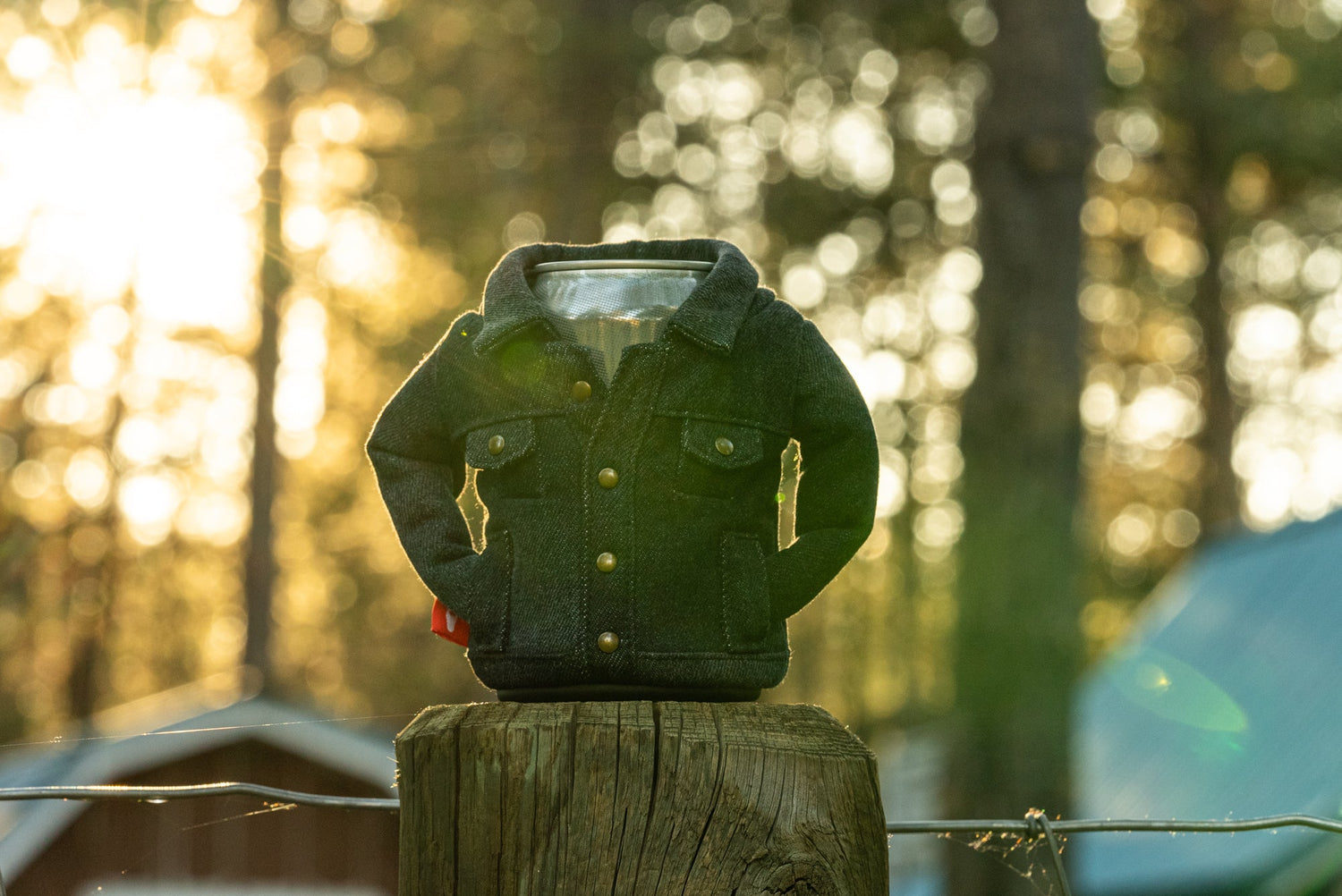Beer Can in Jacket in the Woods