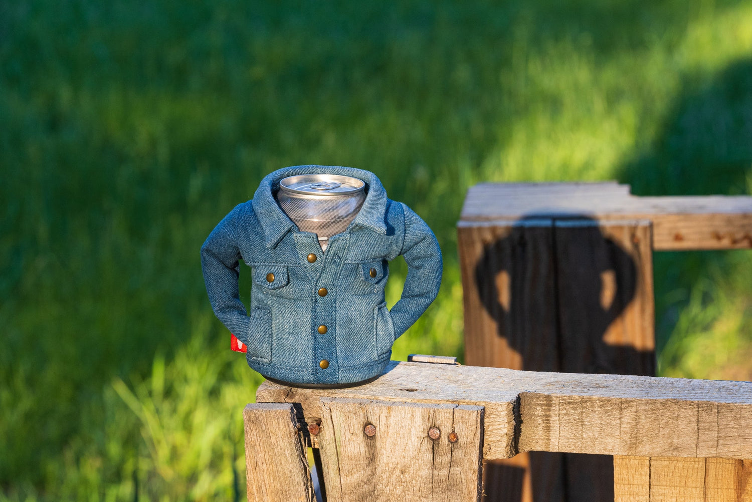 Can in Koozie-Like Puffin Beer Jacket Outside