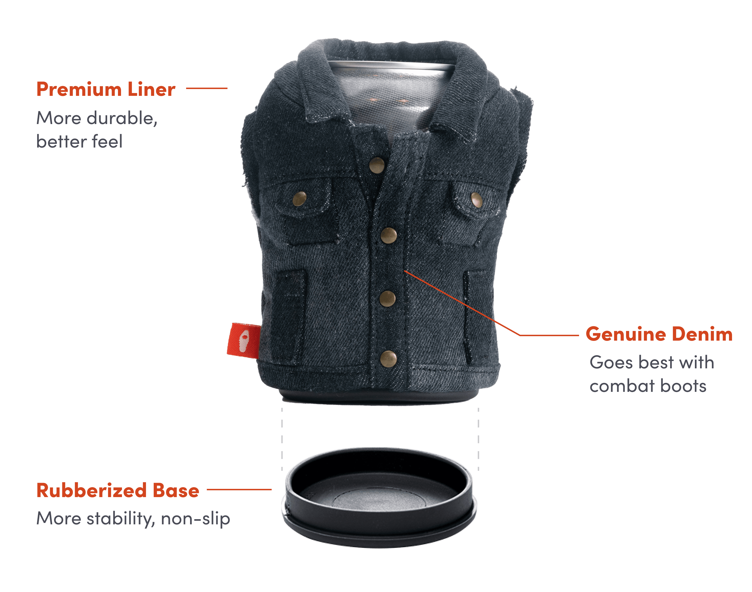 Features of The Denim Vest by Puffin Drinkwear
